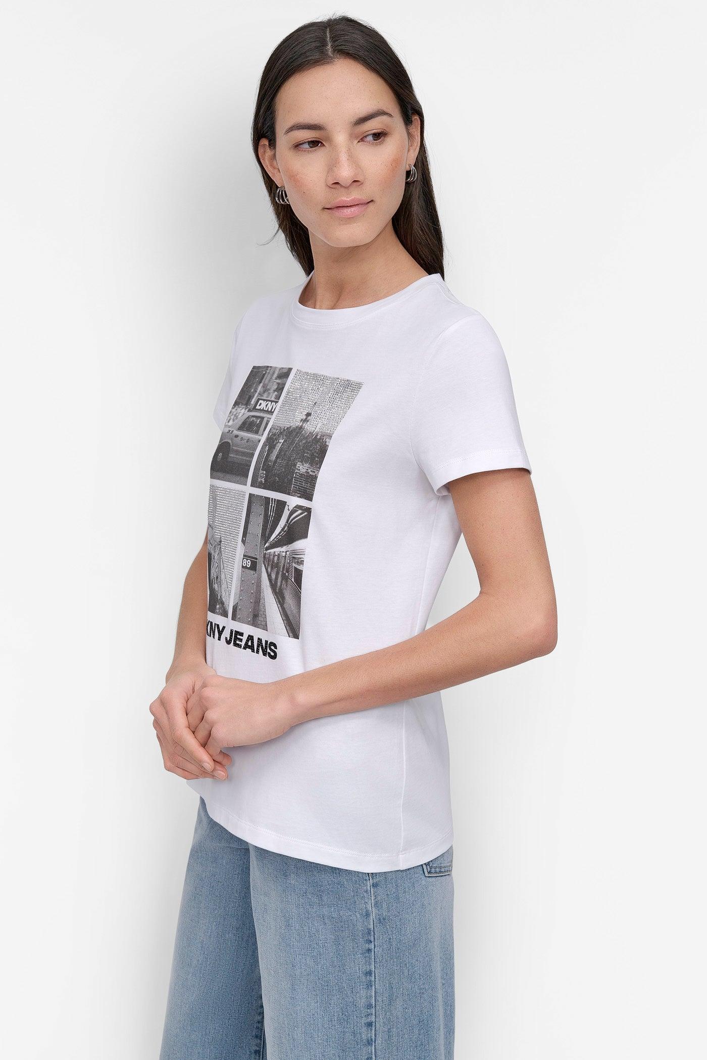 CRYSTAL EMBELLISHED CITYSCAPE GRAPHIC TEE Product Image
