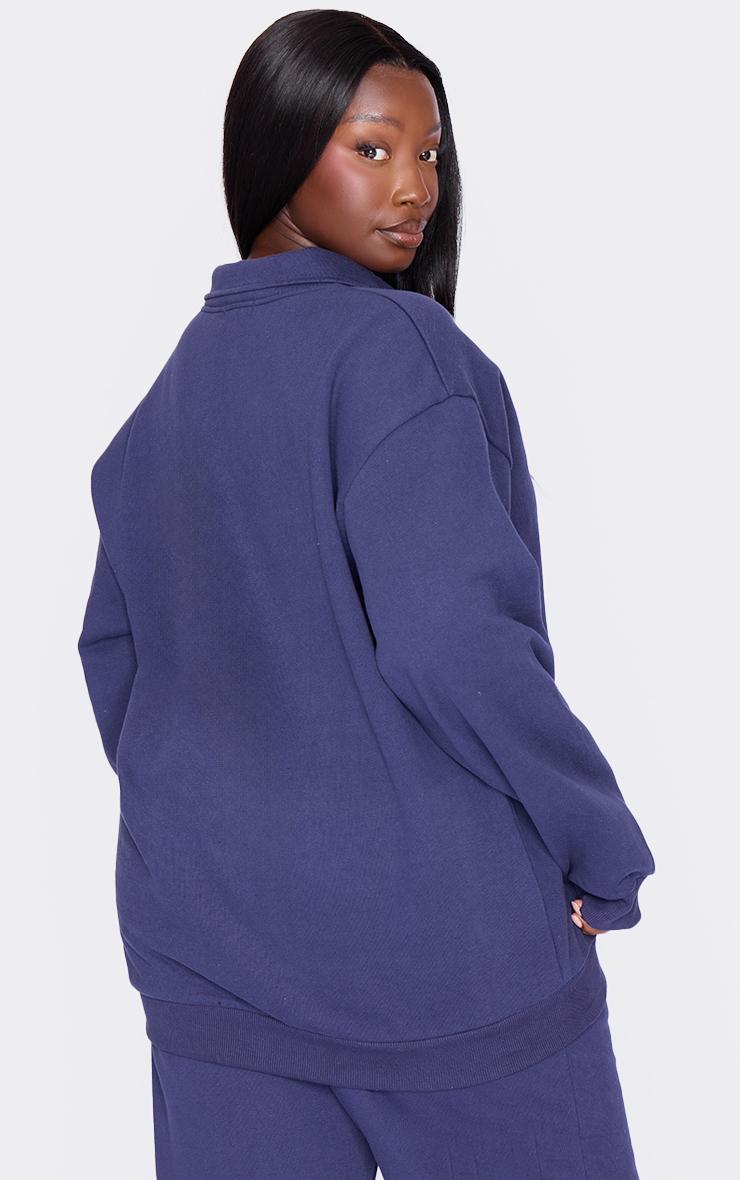 Plus Navy Premium Collar Oversized Sweatshirt Product Image
