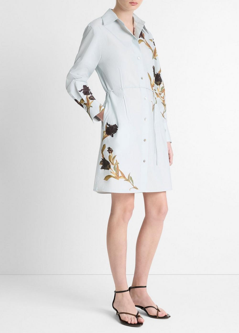Womens Placed Iris Cotton Shirt Dress, Salt Glass/black Iris, Size L Vince Product Image
