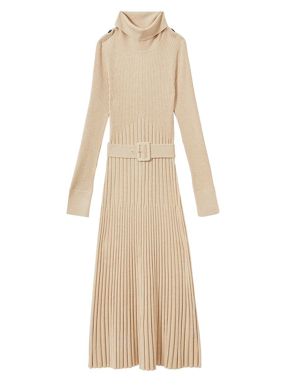 Womens Vinette Rib-Knit Belted Midi-Dress - Product Image