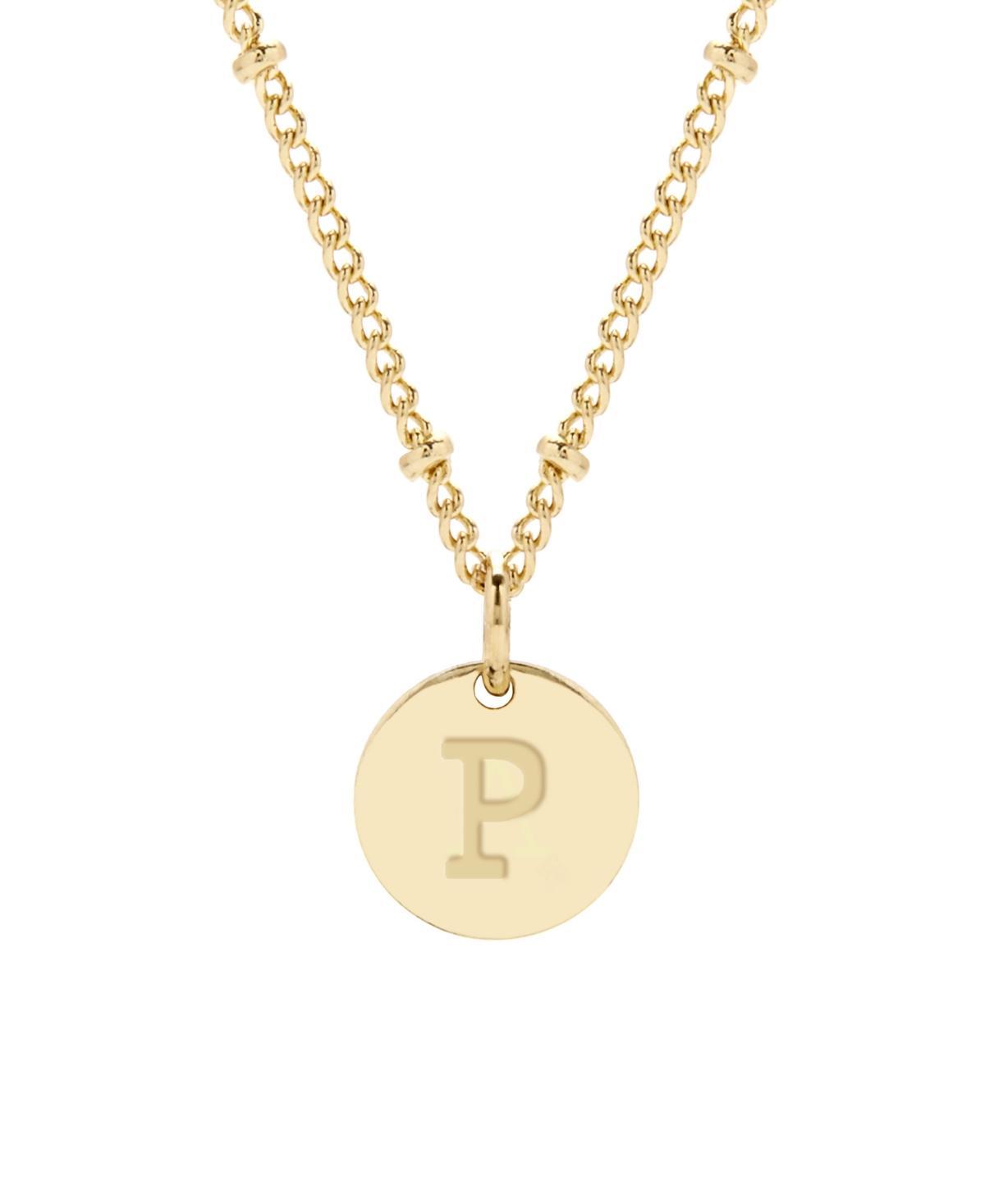 Adornia 14k Gold Plated Cubic Zirconia Engraved Letter Disc Pendant Necklace, Women's, Size: 18", Gold Tone T Product Image
