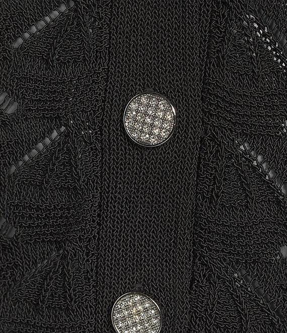 KARL LAGERFELD PARIS Crochet Knit V-Neck Long Sleeve Coordinating Cardigan Product Image