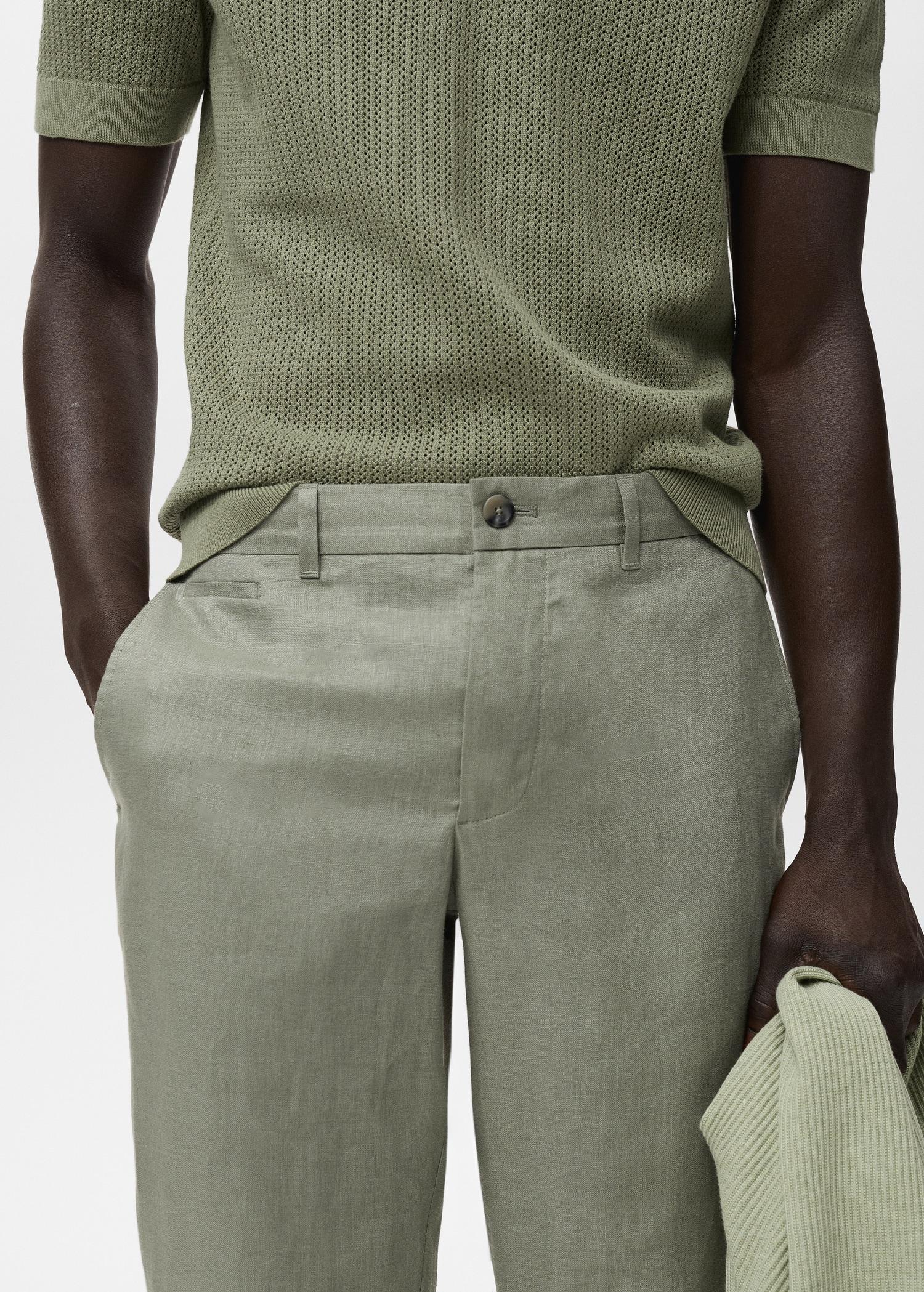 Slim-fit 100% linen pants - Men | MANGO USA Product Image