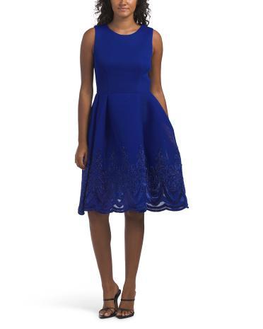 Embroiderd Hem Midi Dress for Women | Polyester Product Image