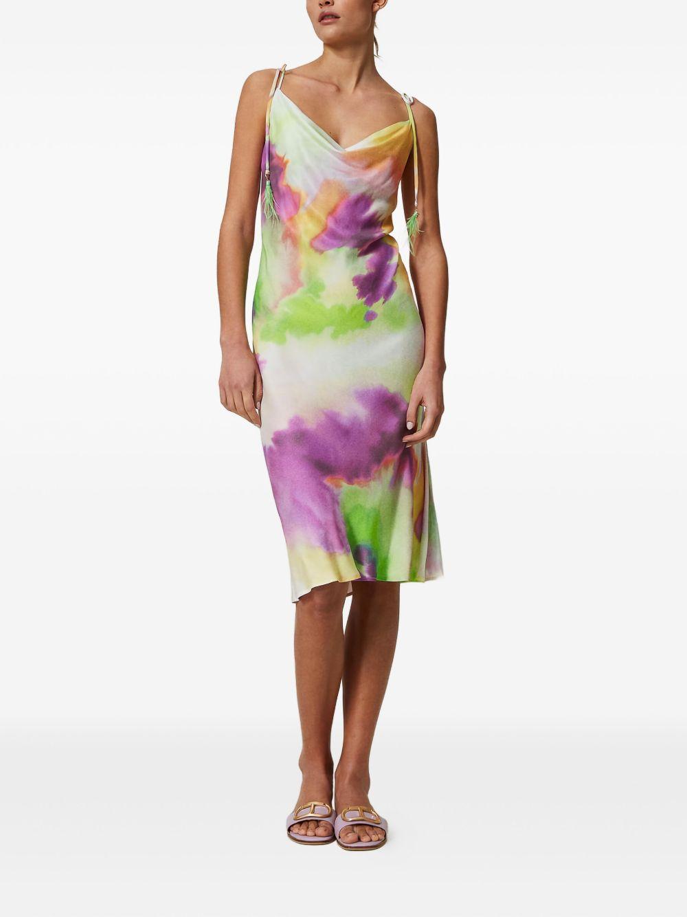 tie-dye feather-detail midi dress Product Image