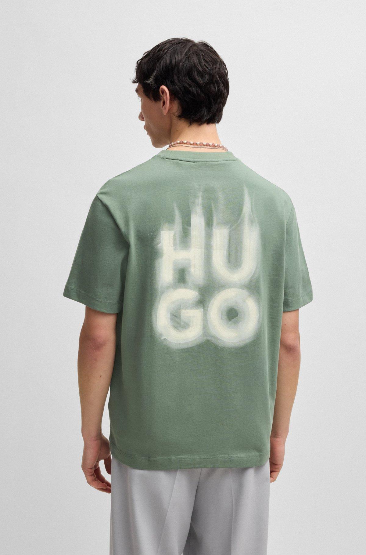 Cotton-jersey T-shirt with stacked smoke logo prints Product Image