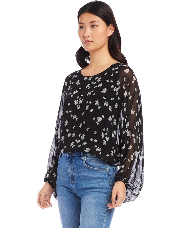 3/4 Sleeve Ruffled V-Neck Blouse Product Image