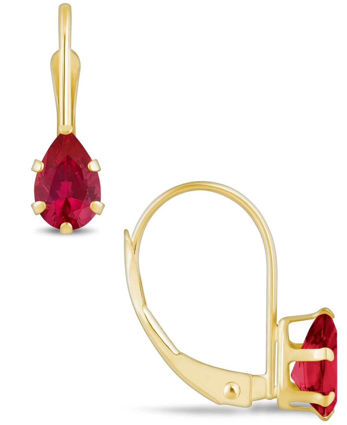Celebration Gems 10k Gold Pear Shape Amethyst Leverback Earrings, Womens Product Image