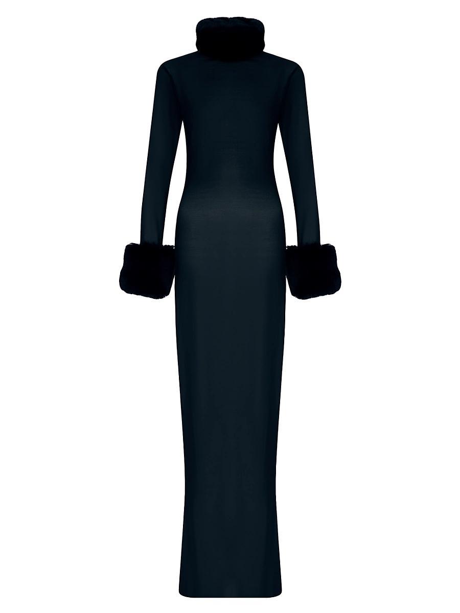 Womens Priscilla Silk & Faux-Fur Gown Product Image
