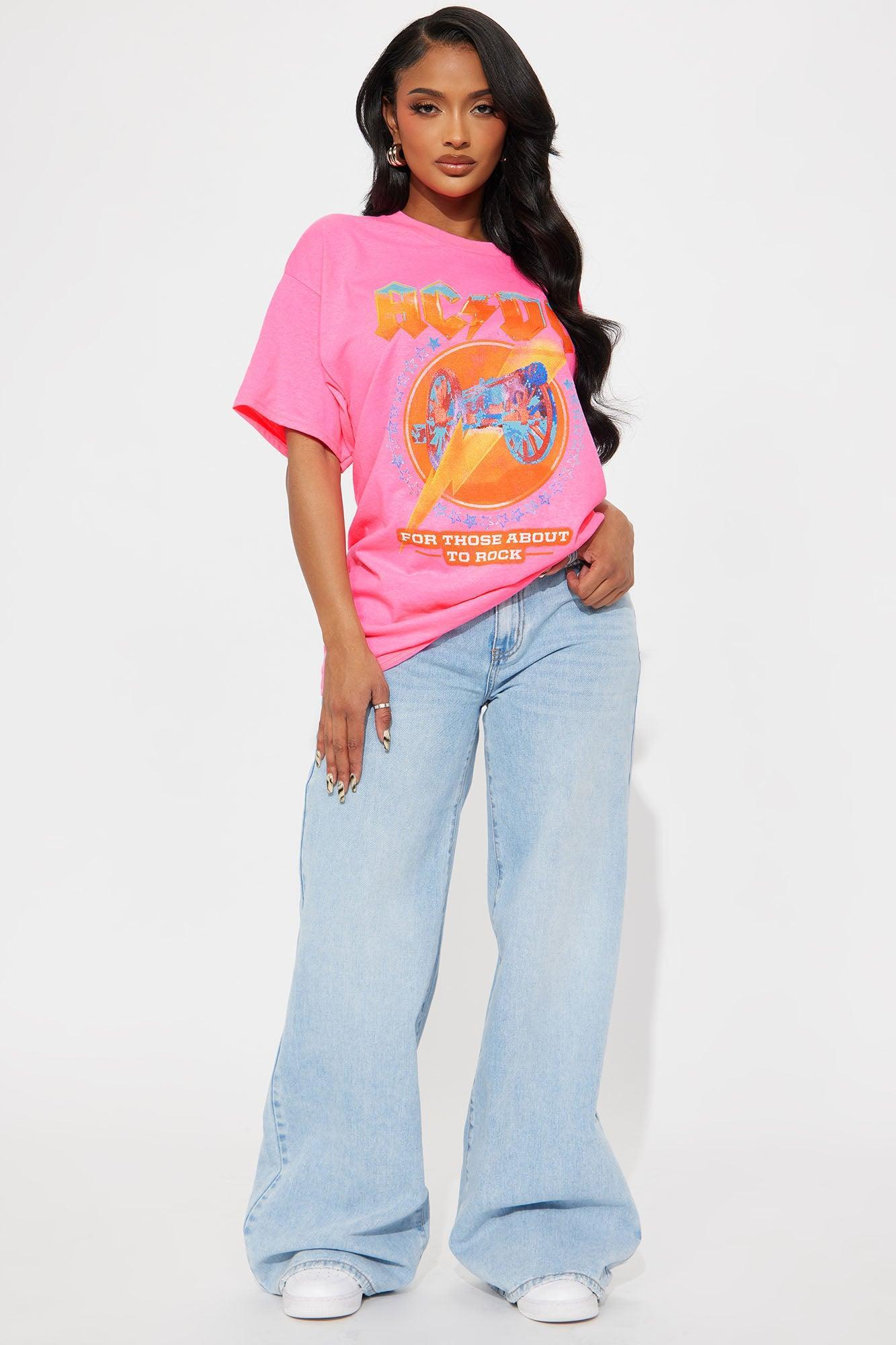 ACDC Neon Pink Oversized Tee - Hot Pink Product Image