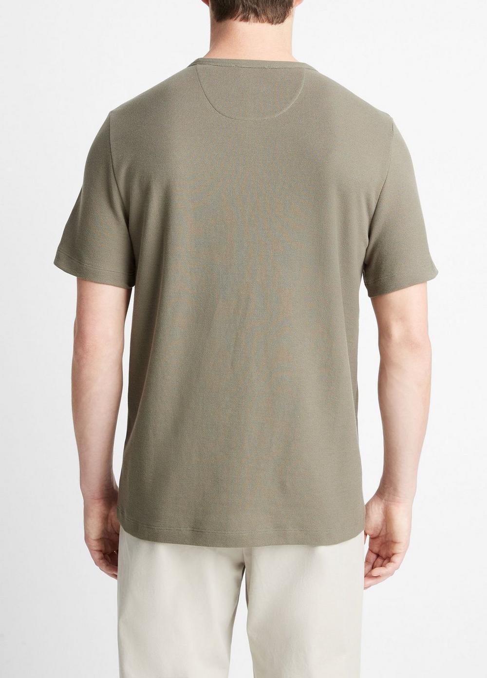 Mens Pima Cotton Piqu Crew Neck T-Shirt, Soft Black, Size L Vince Product Image