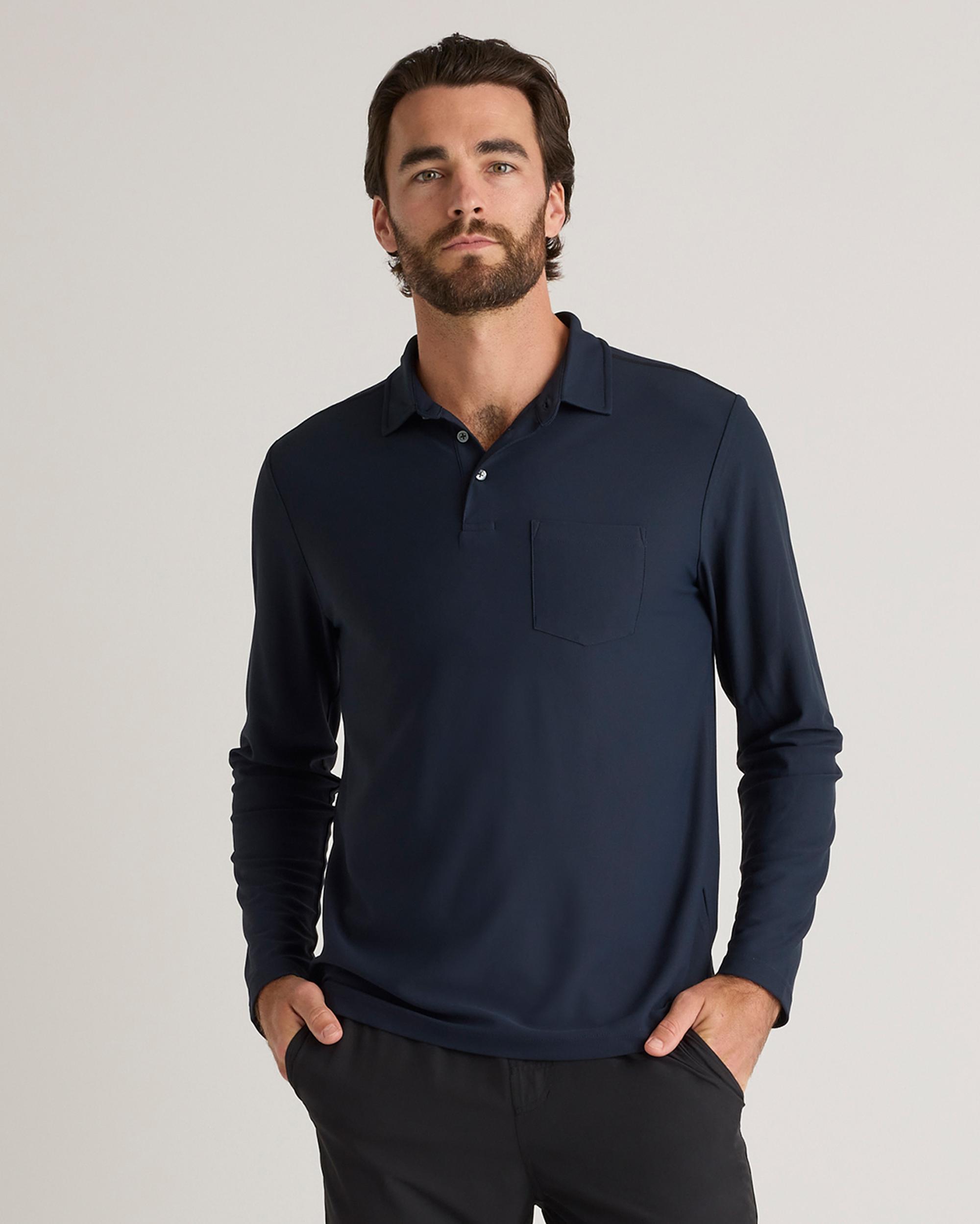 Quince | Men's ProPique Performance Long Sleeve Polo Recycled Polyester Product Image