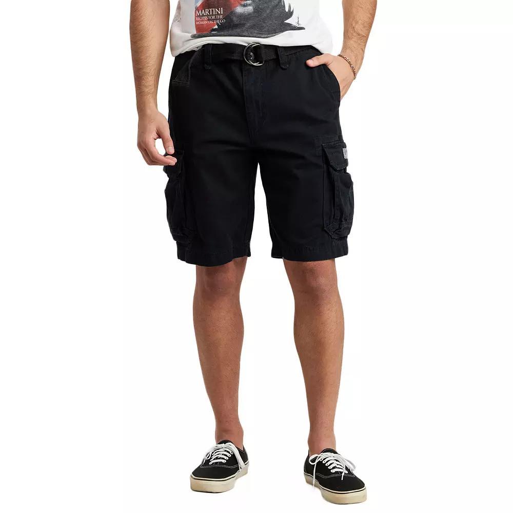 Men's UNIONBAY 11" Survivor Belted Cargo Shorts, Size: 38, Black Product Image
