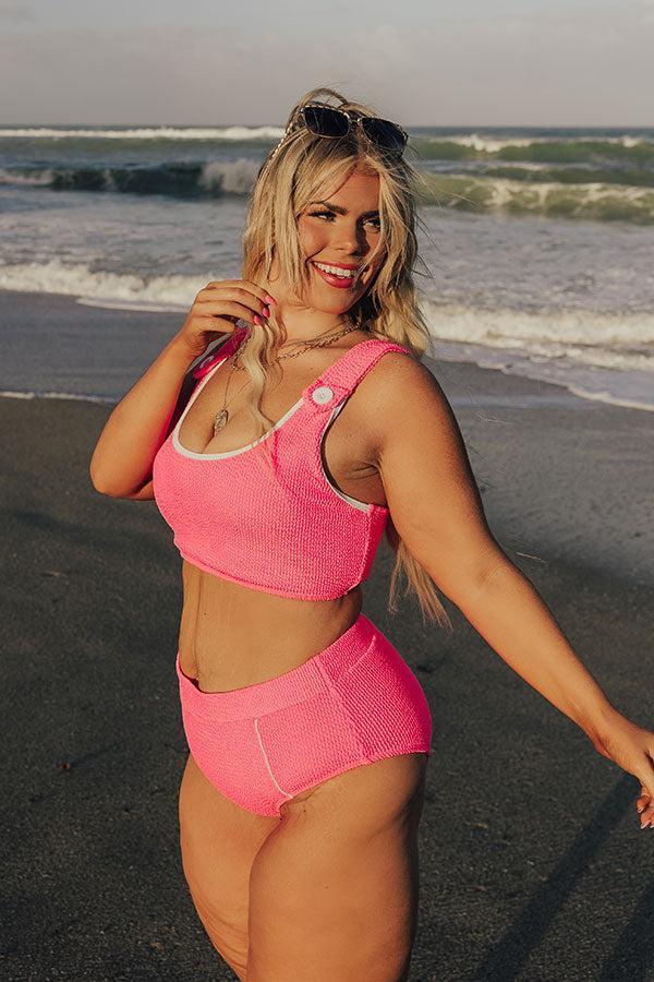 Sandy Sunset High Waist Seersucker Bikini Bottom Curves Product Image