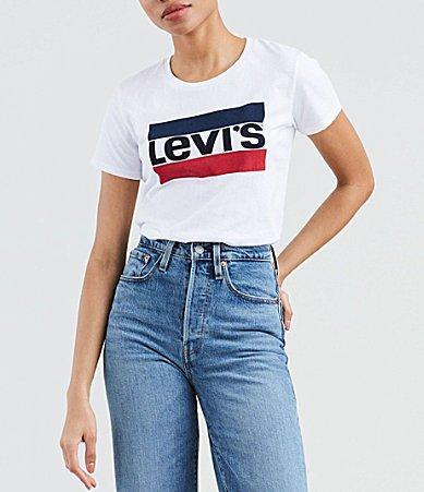 Women's Levi's® Logo Perfect Tee, Size: XS, Housemark Smokestack Product Image