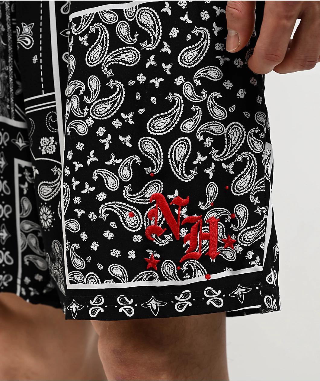 Ninth Hall Paisley Black Rayon Shorts Product Image