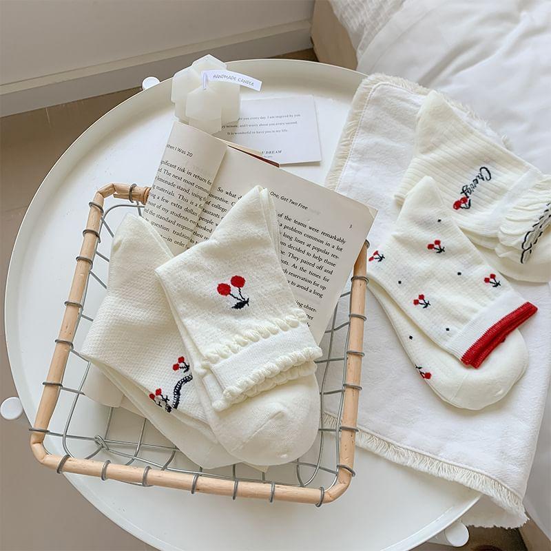 Cherry Motif Crew Socks Product Image