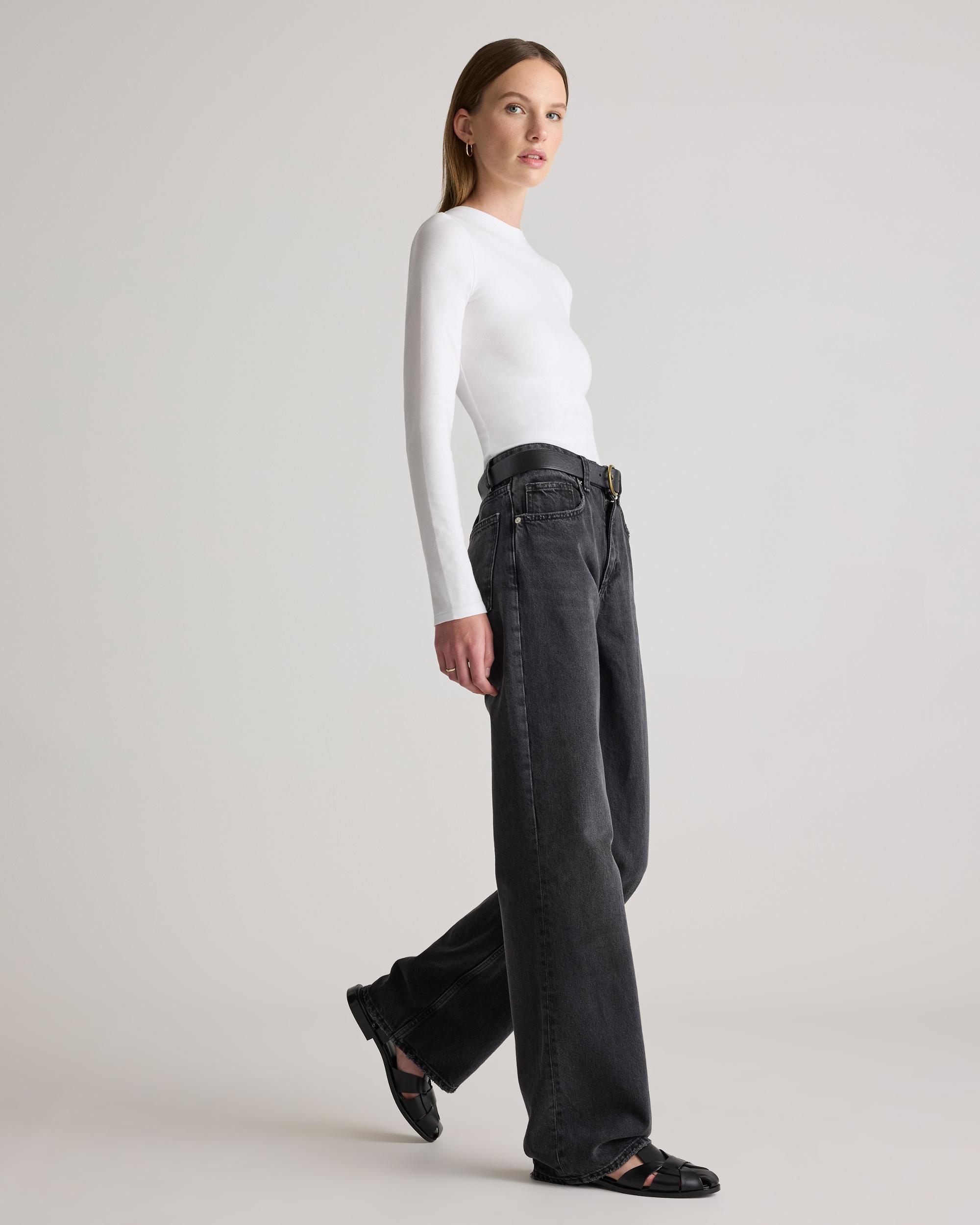 Quince | Women's Stretch Cotton Jersey Fitted Long Sleeve T-Shirt Organic Cotton Product Image