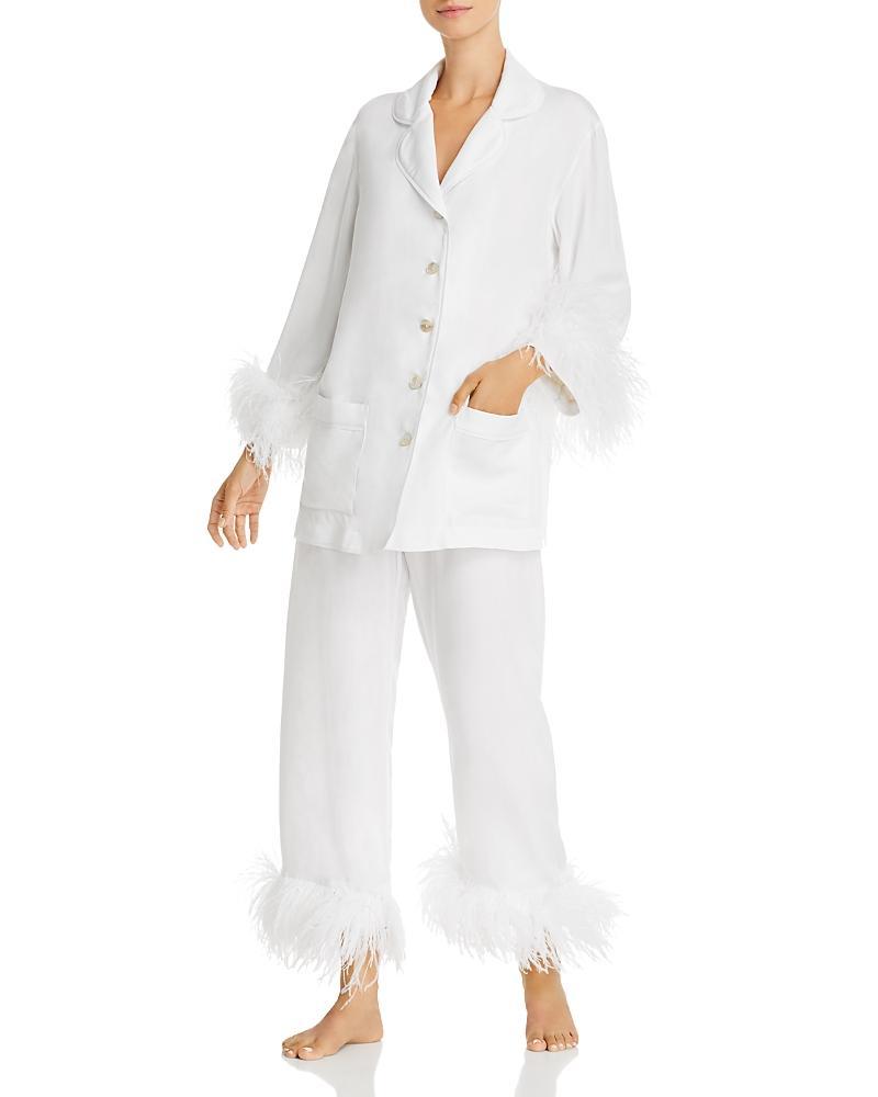 Feather-Trim Party Pajama Set Product Image