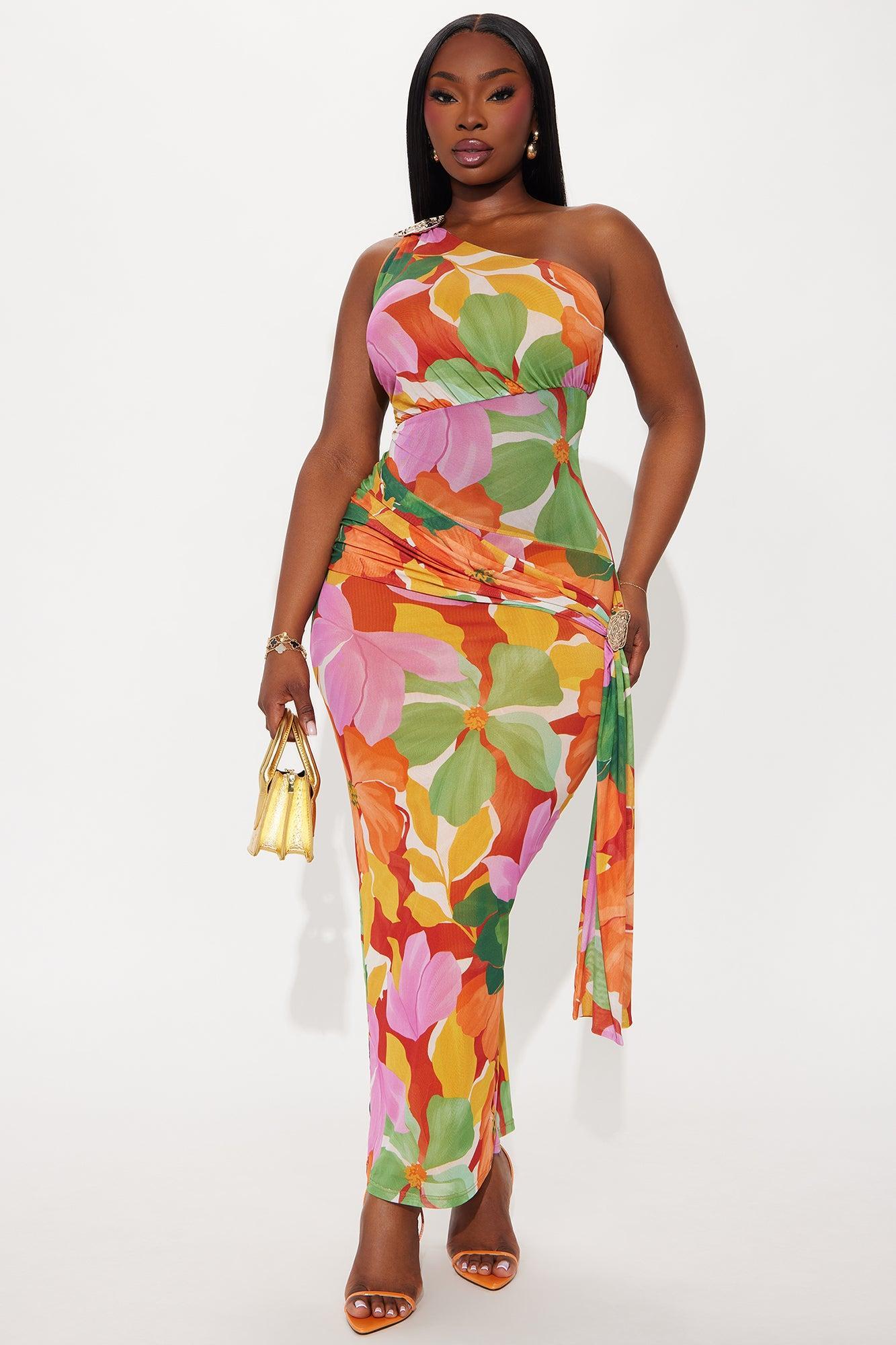 Khloe Floral Mesh Maxi Dress - Multi Color Product Image