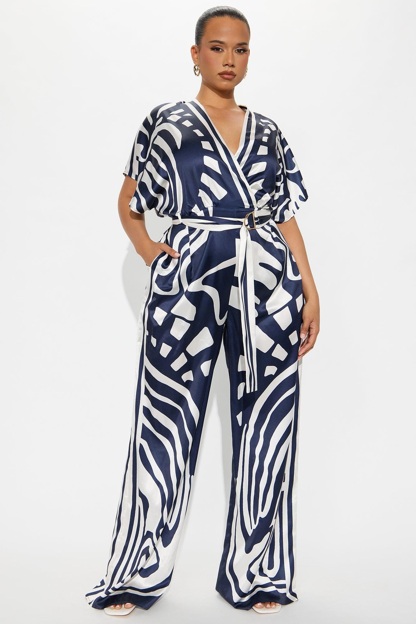 Solora Satin Jumpsuit - Navy/combo Product Image