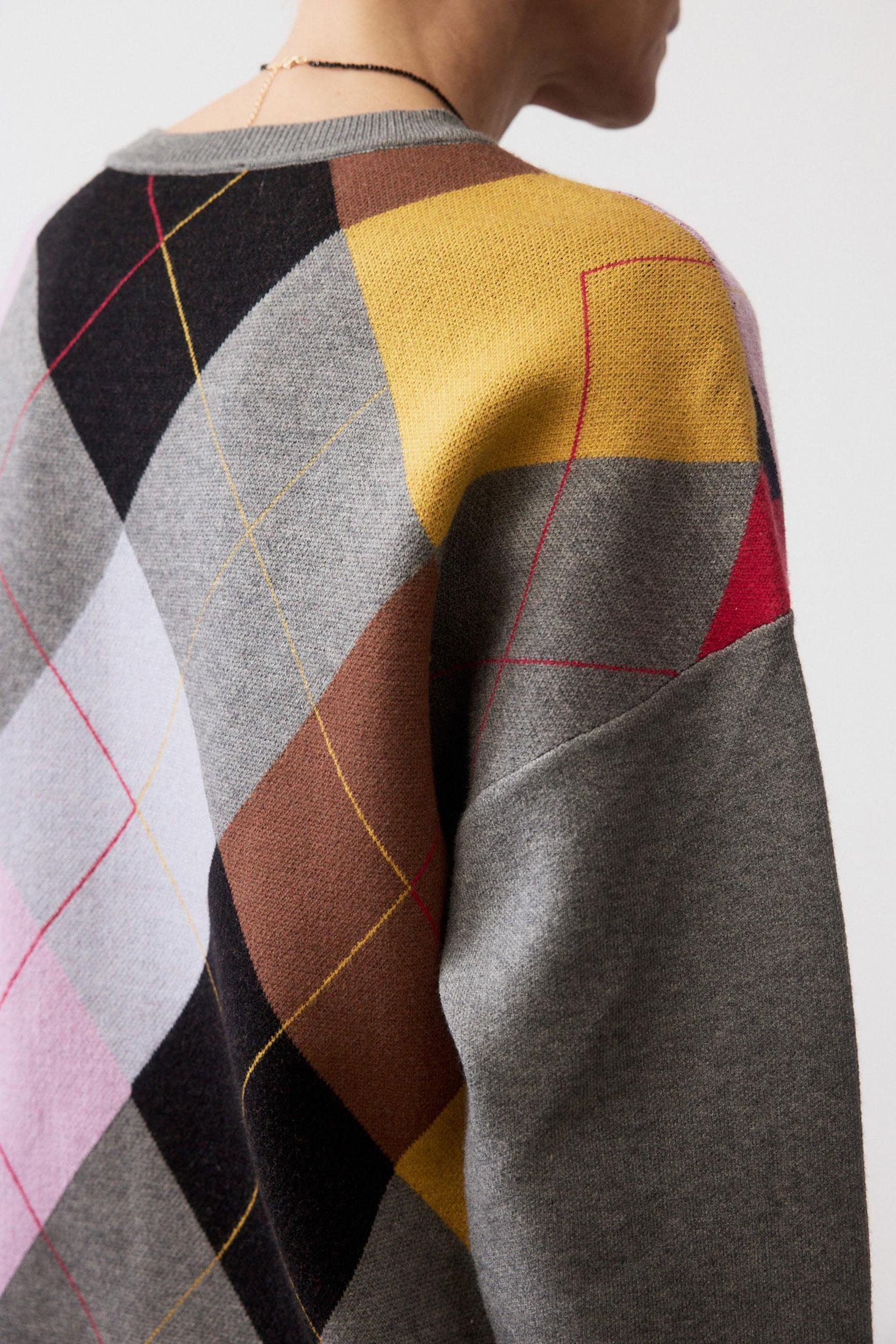 Argyle Crewneck Sweater Dress Product Image