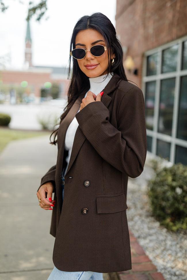 One Track Mind Black And Plaid Blazer FINAL SALE Product Image