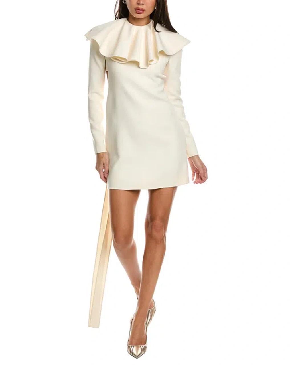 VALENTINO Silk-lined Wool Sheath Dress In White Product Image