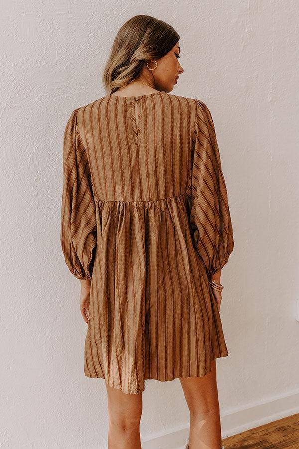 Vermont Stroll Stripe Mini Dress in Mocha Product Image