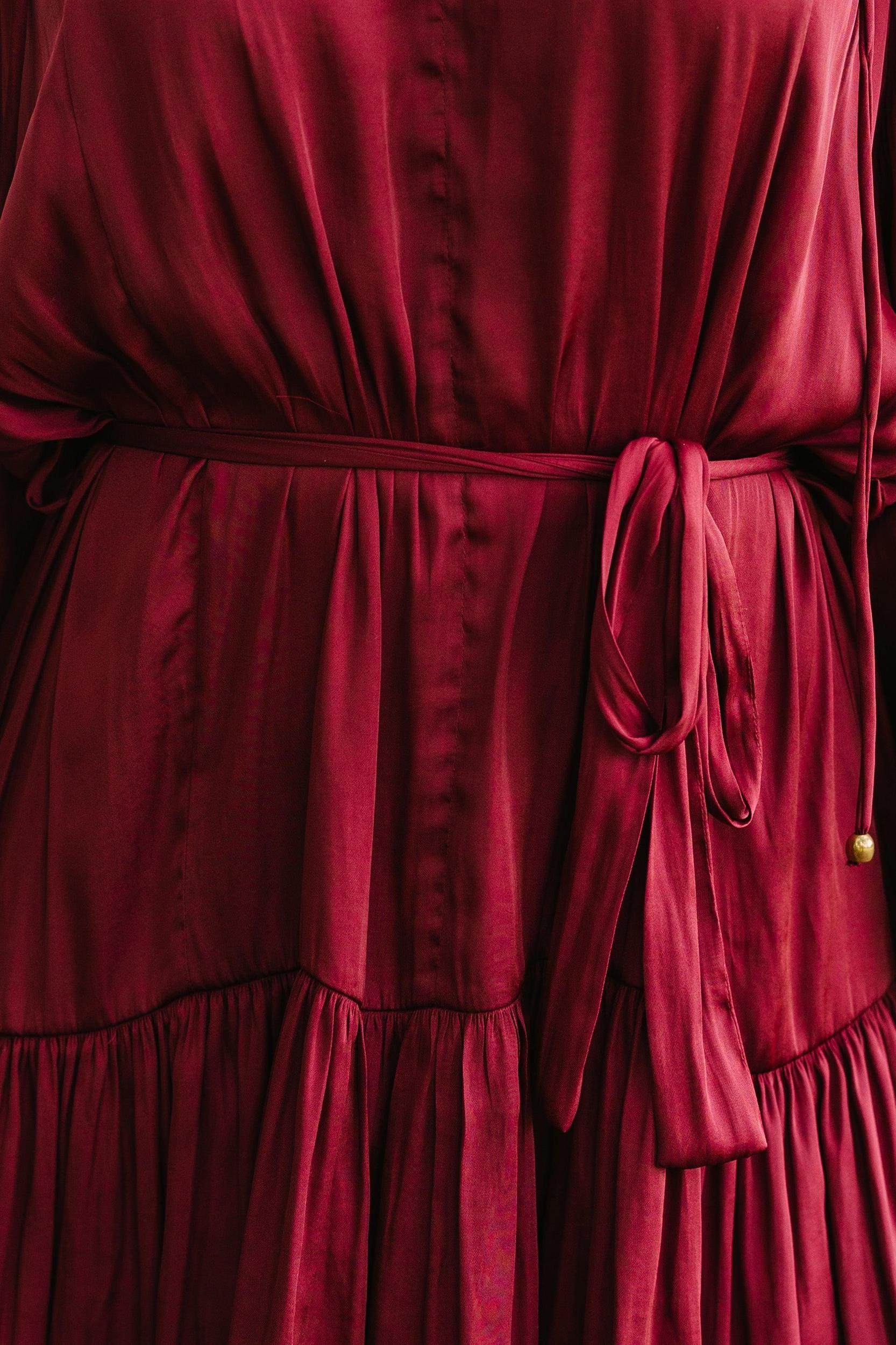 Spinning Round Burgundy Red Dress Female Product Image