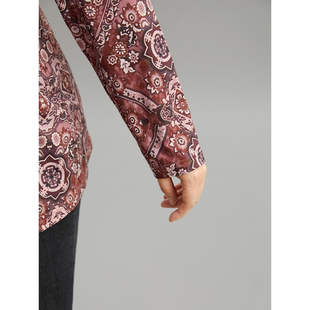 Plus Size Bandana Print Round Neck T-shirt Multicolor Women Casual Printed Bohemian Print Round Neck Dailywear T-shirts BloomChic 18-20/2X Product Image