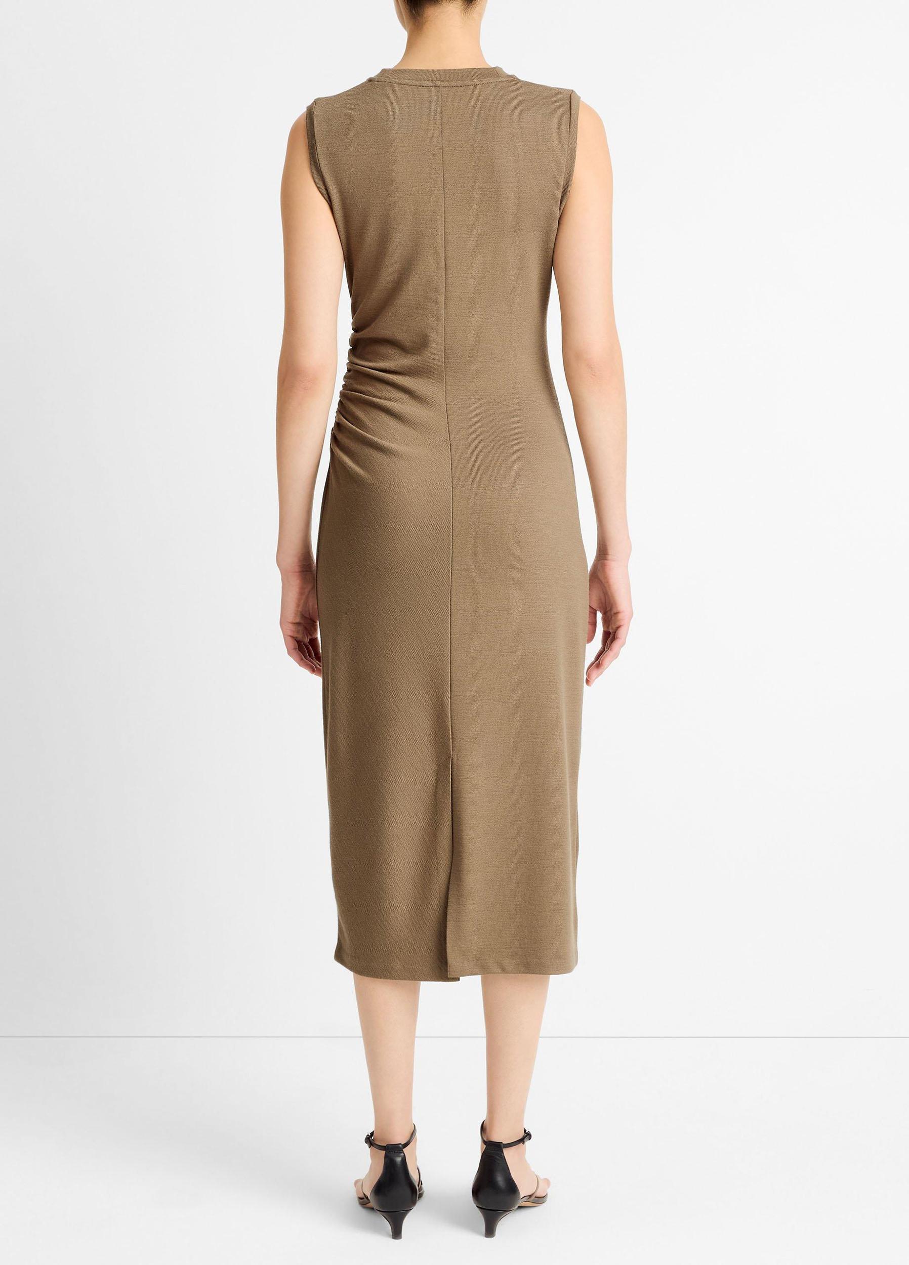 Womens Sleeveless Gathered-Waist Dress, Moss Smoke, Size XS Vince Product Image