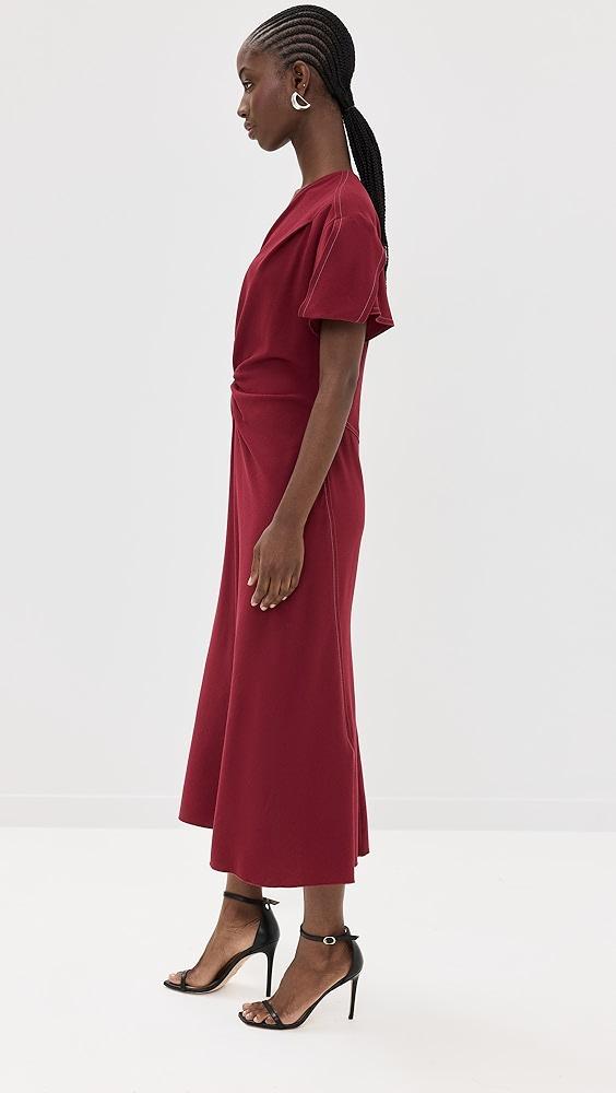 Victoria Beckham Gathered V Neck Midi Dress | Shopbop Product Image