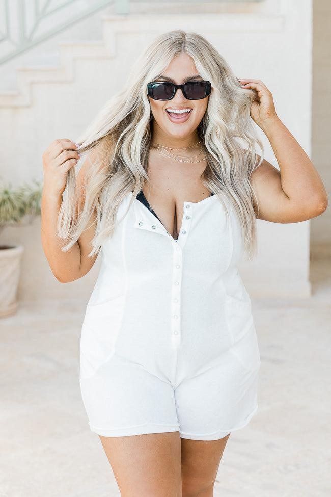 Seas The Day White Terry Cloth Romper Cover Up FINAL SALE Product Image