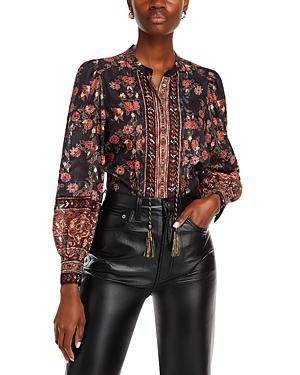 Womens Laurena Semi-Sheer Floral Blouse Product Image