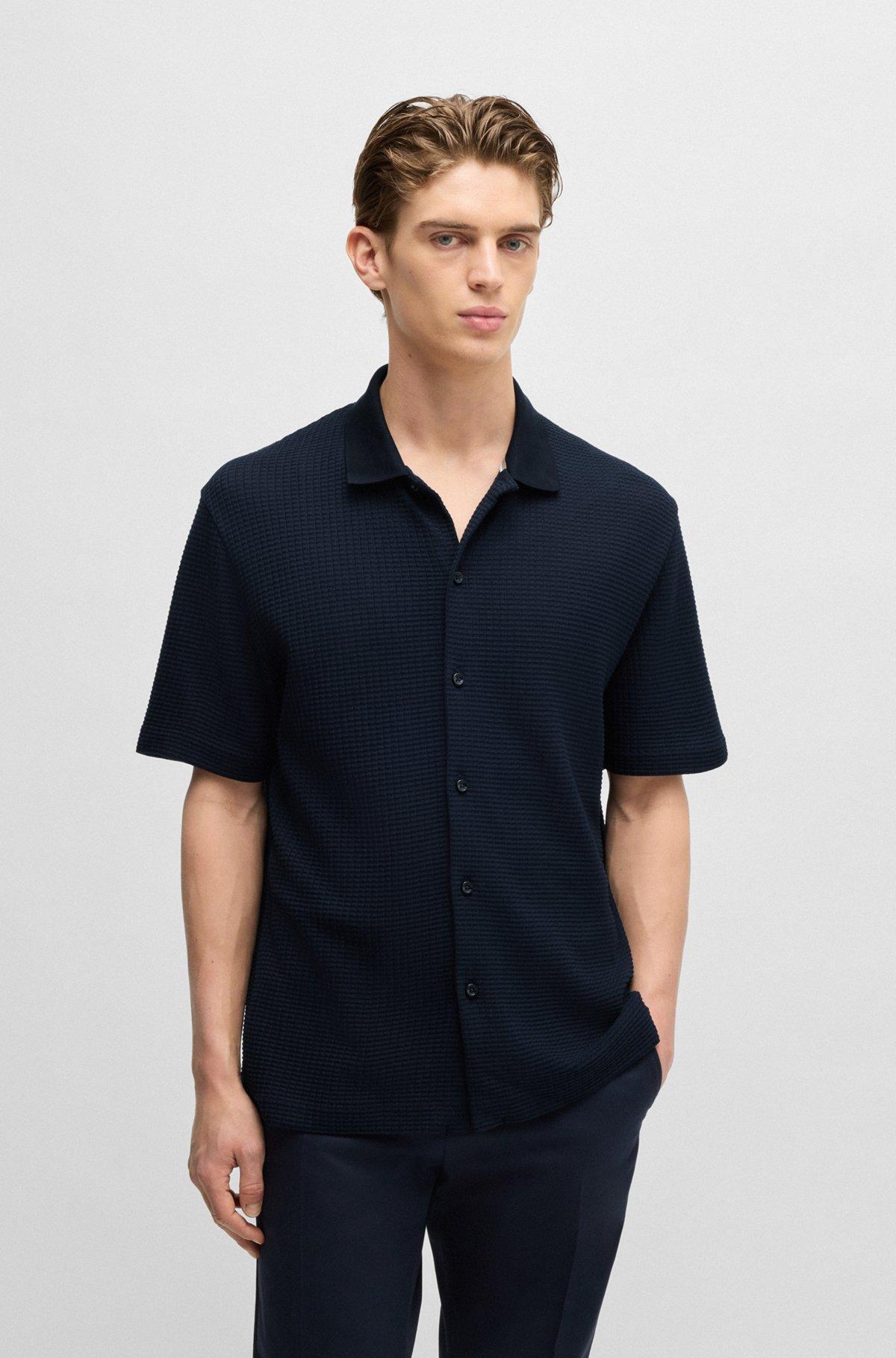 Regular-fit shirt in waffle cotton Product Image
