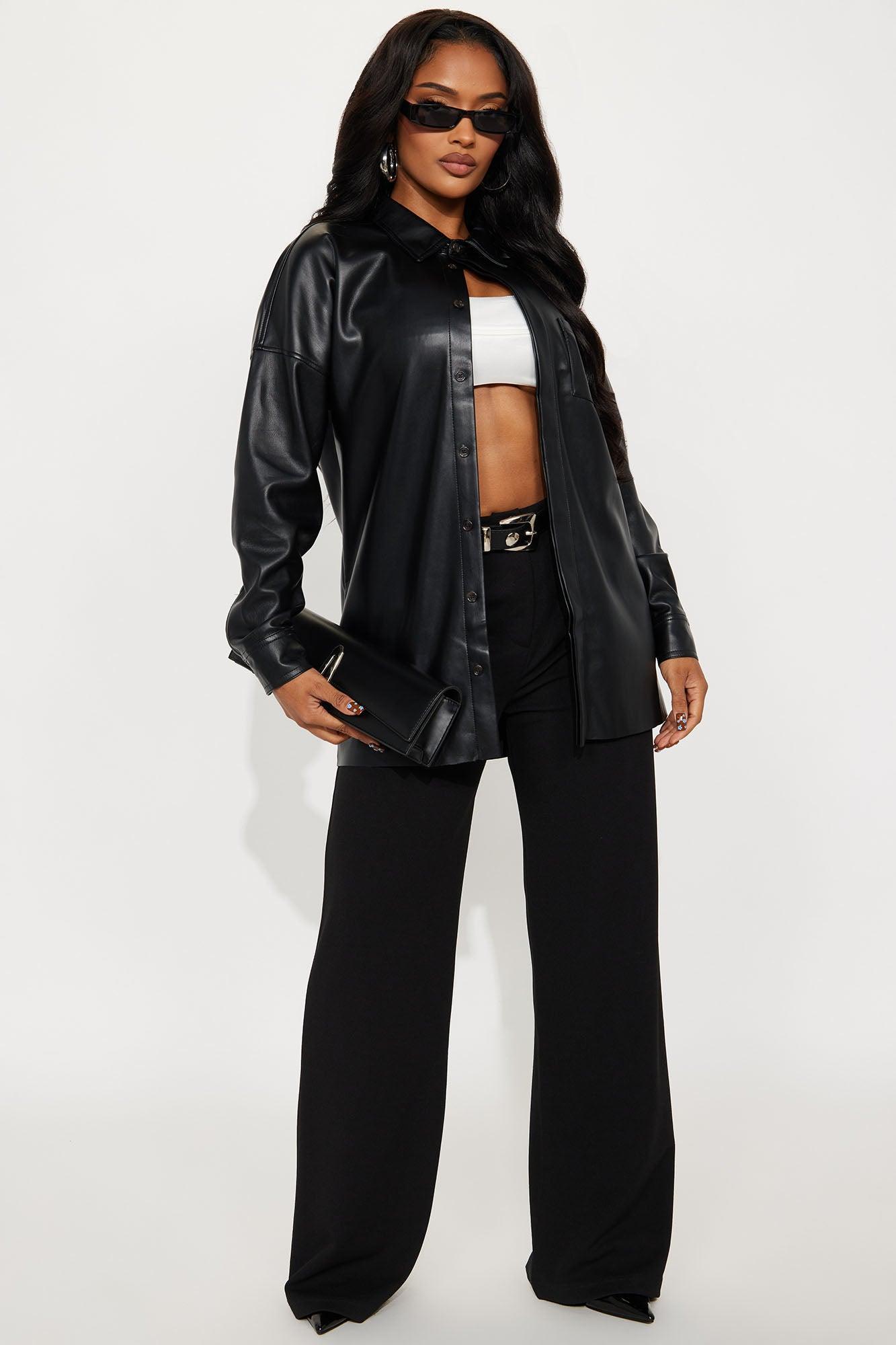 Don't Speak Faux Leather Shirt - Black Product Image