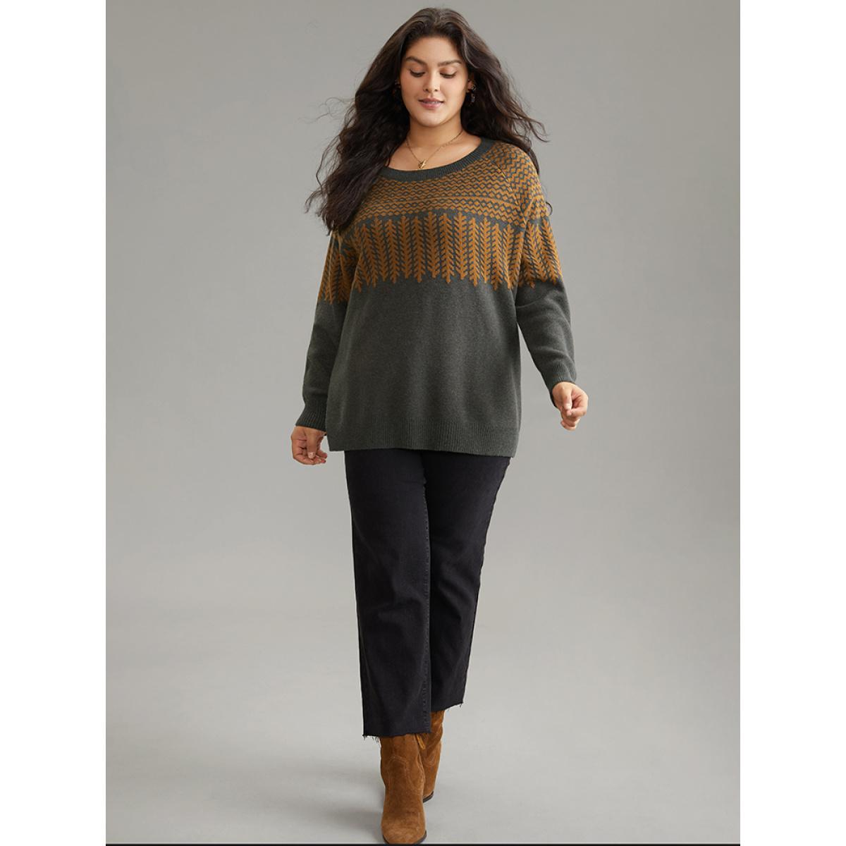 Plus Size Supersoft Essentials Graphic Raglan Sleeve Pullover DimGray Women Casual Loose Long Sleeve Round Neck Dailywear Pullovers BloomChic 30/6X Product Image
