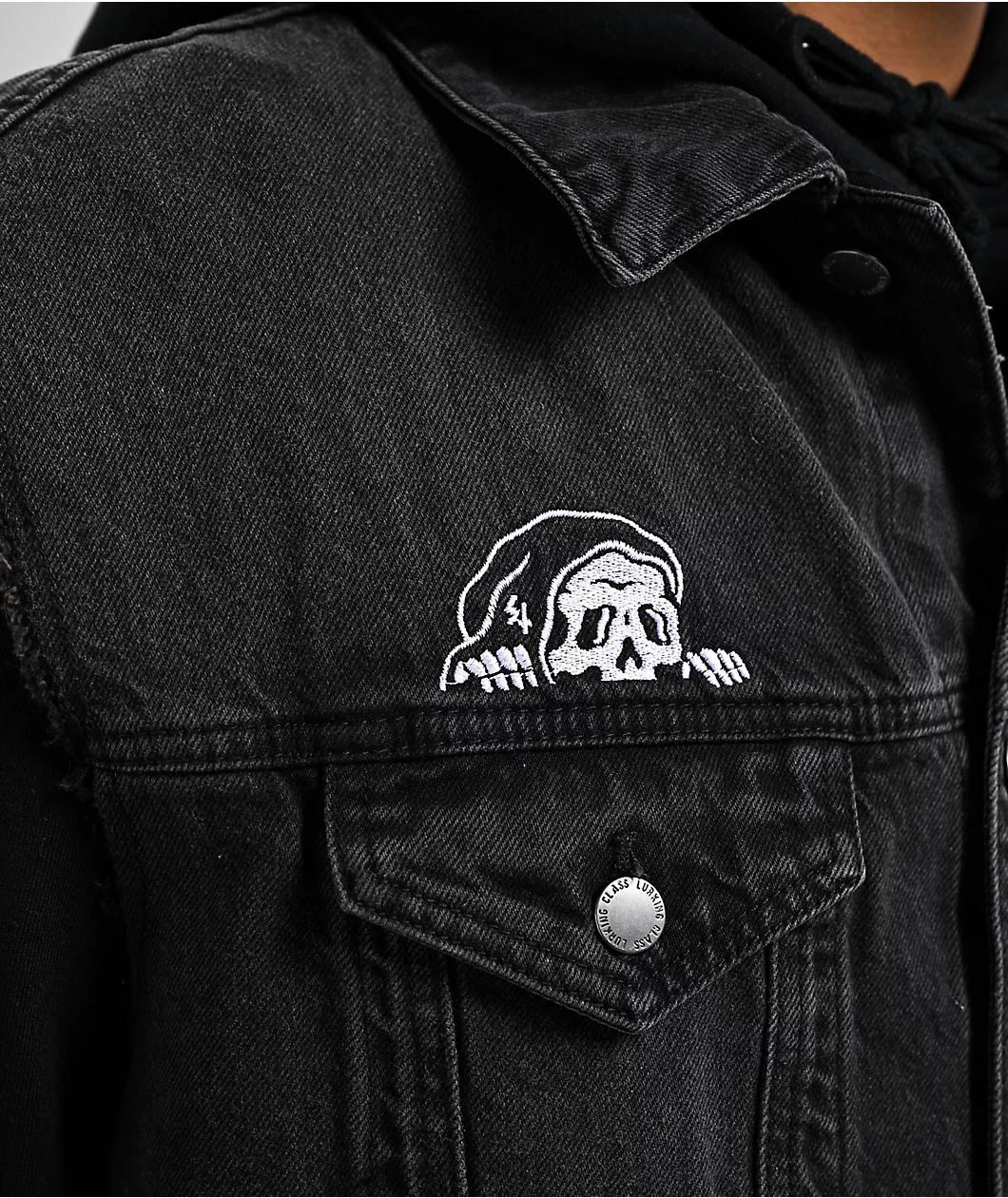 Lurking Class by Sketchy Tank Burnouts Black Denim Vest Product Image