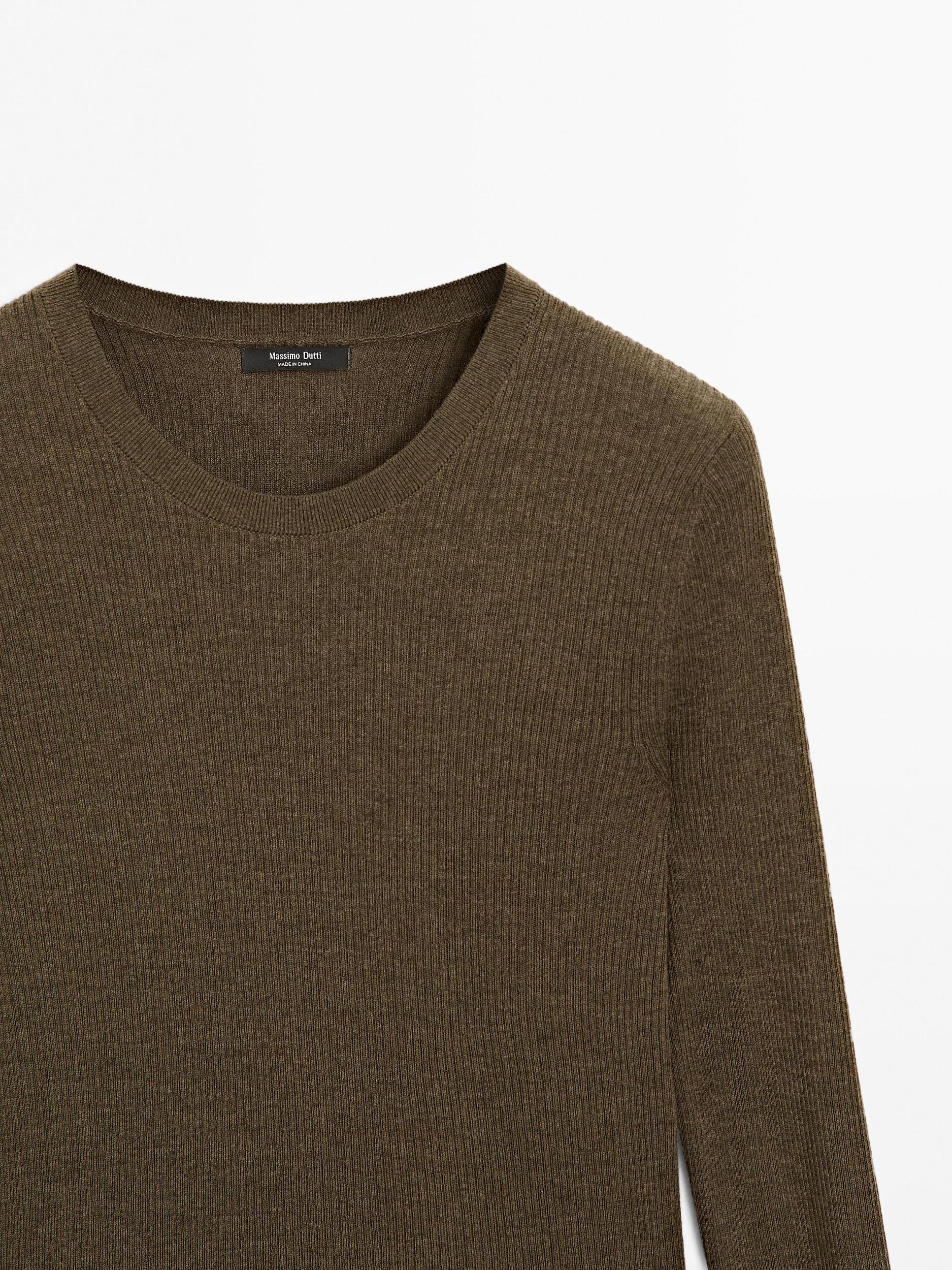 Ribbed knit wool blend sweater Product Image