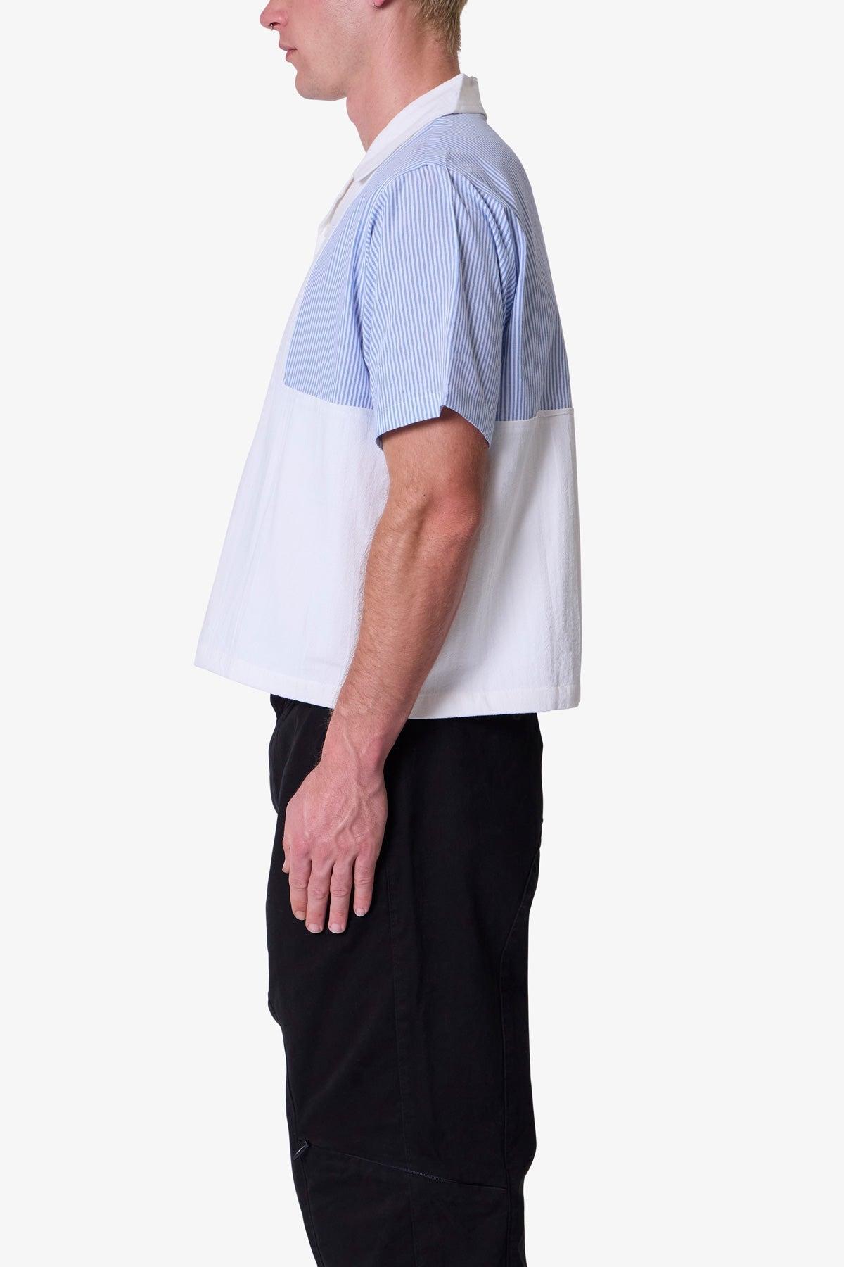 Mixed S/S Button Up Shirt - Blue/White Product Image
