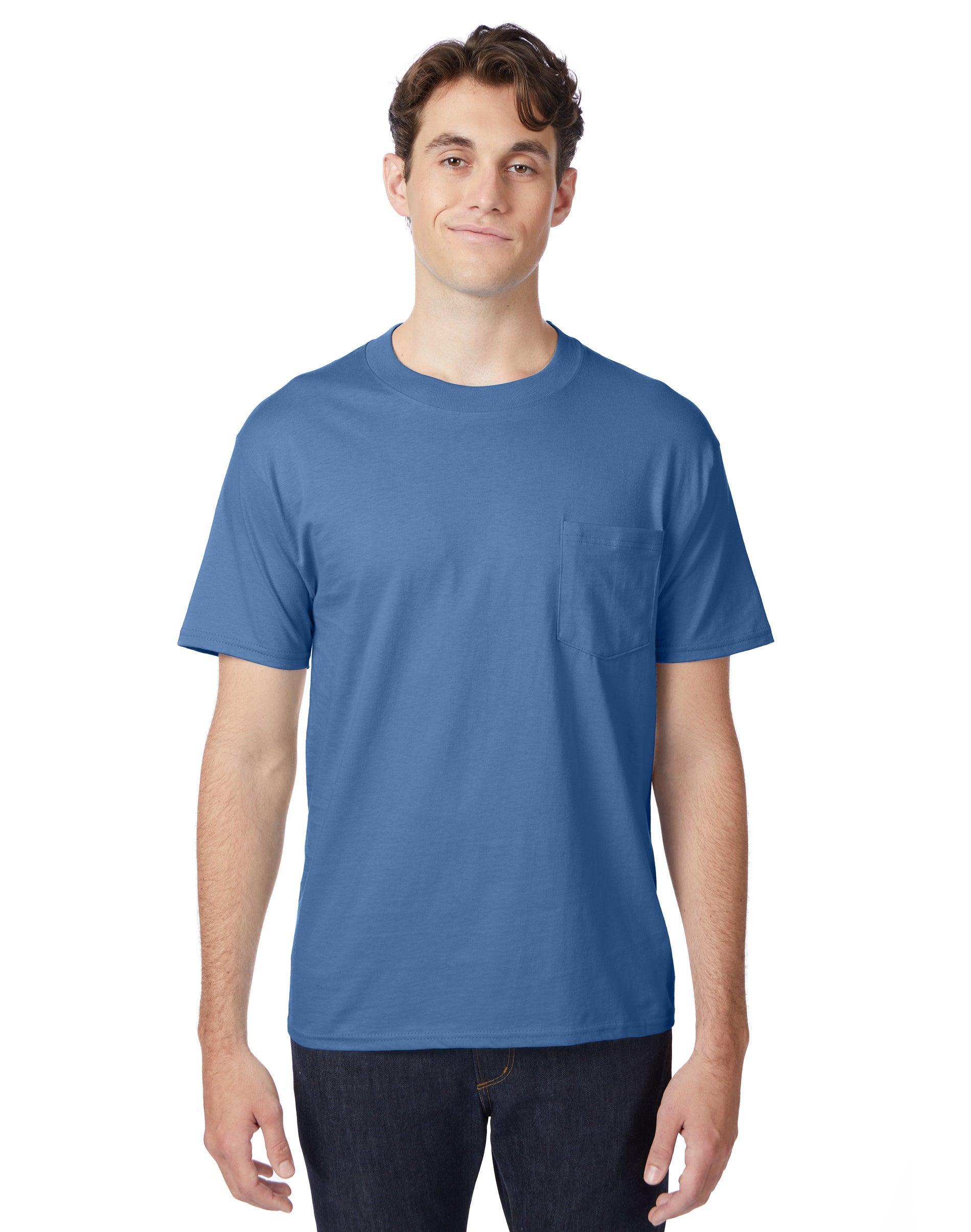 Men's Hanes® Beefy-T 2-Pack Pocket T-Shirt, Size: XL, Blue Product Image
