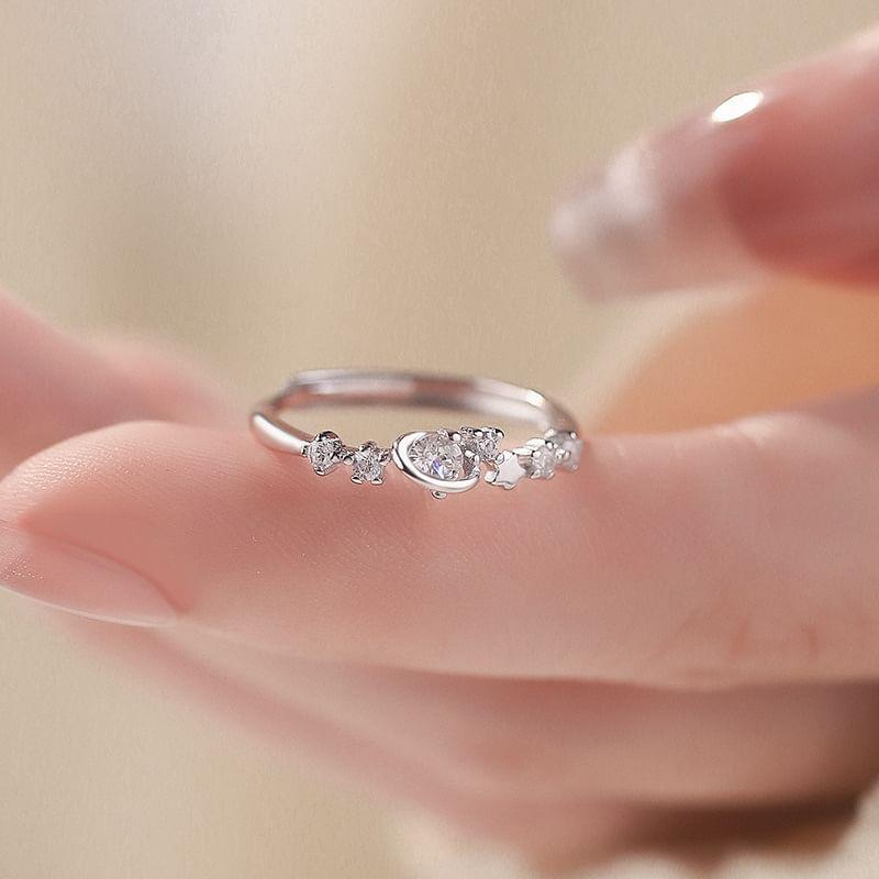 S925 Sterling Silver Rhinestone Star Ring Product Image