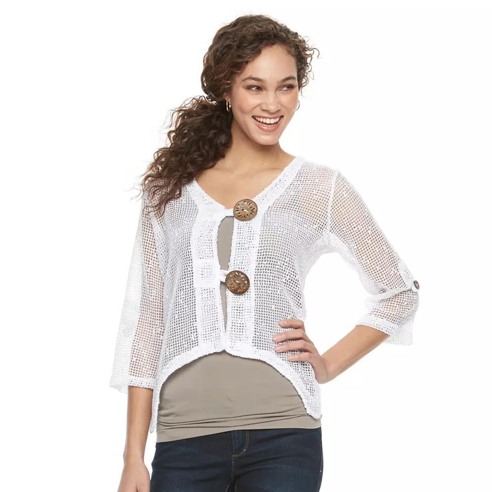 Womens Nina Leonard Button Knit Cardigan Product Image