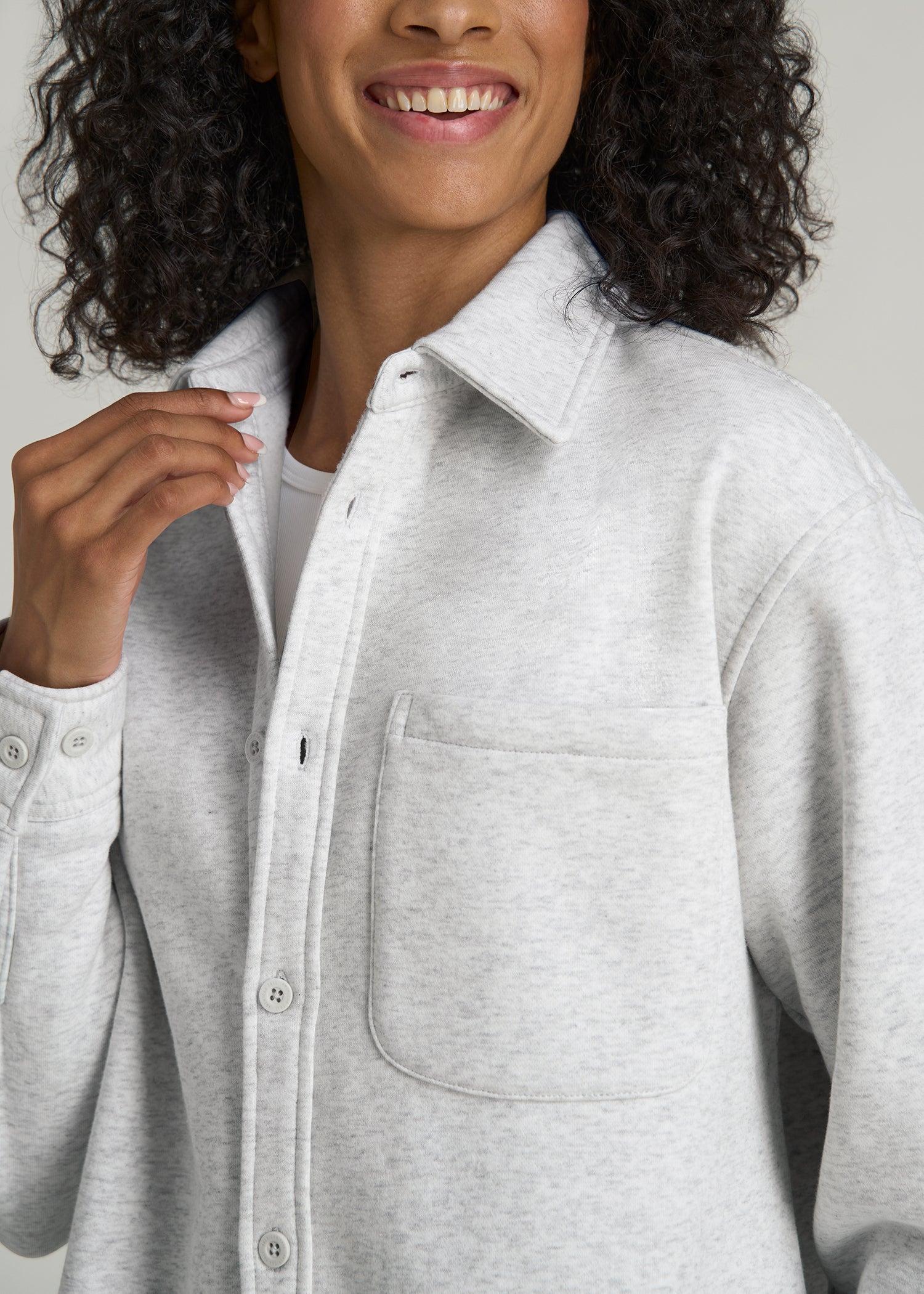 Wearever 2.0 Fleece Women's Tall Shacket in Heather Cloud White Product Image