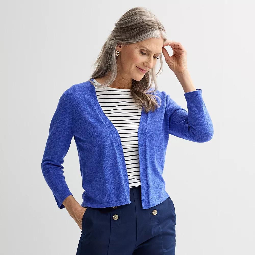 Women's Croft & Barrow® Open Front Cardigan, Size: Large, Xander Purple Product Image