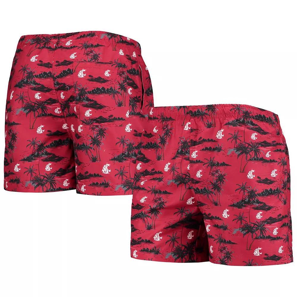 Men's FOCO Crimson Washington State Cougars Island Palm Swim Trunks, Size: Small, Wsc Red Product Image