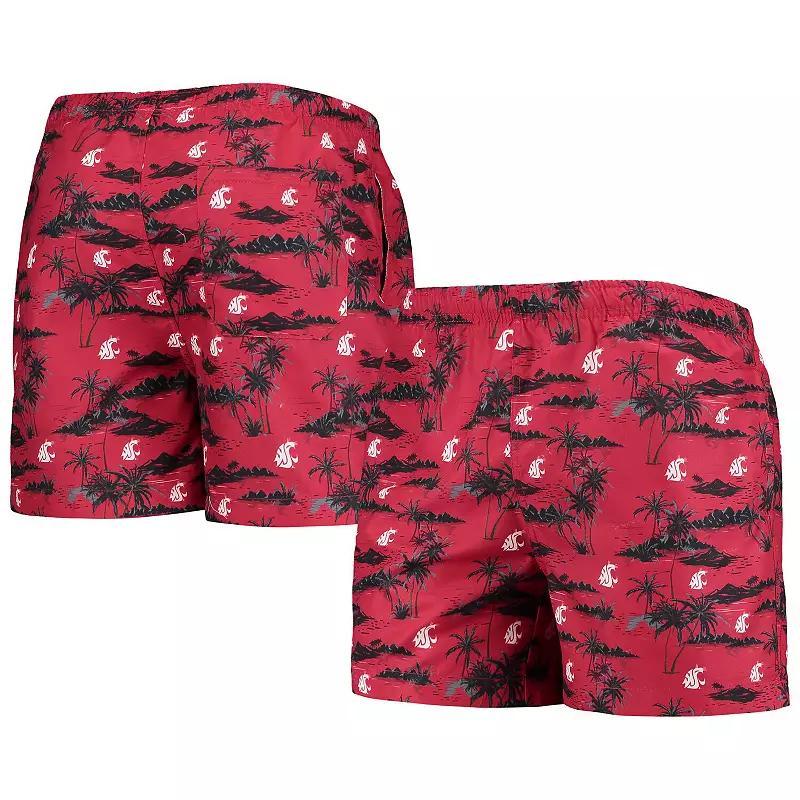 Men's FOCO Crimson Washington State Cougars Island Palm Swim Trunks, Size: Small, Wsc Red Product Image