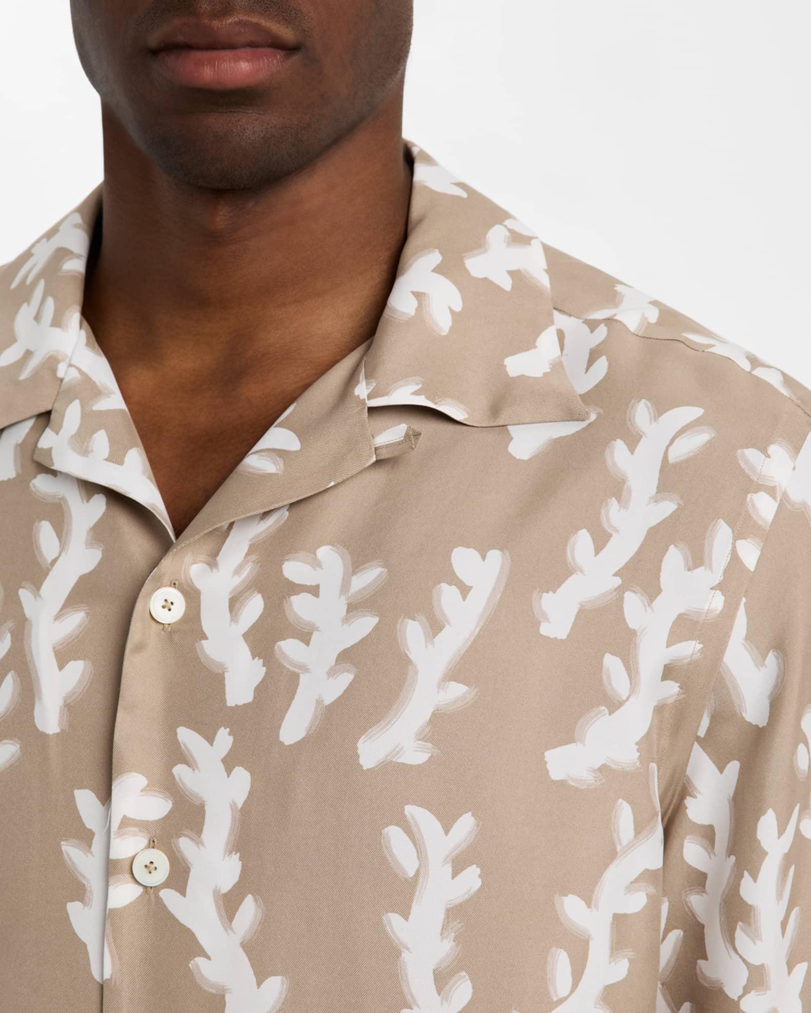 Mens Oasi Linen Printed Short-Sleeve Shirt Product Image