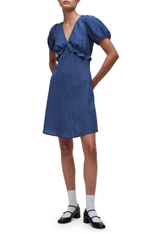 Madewell Puff-Sleeve Ruffle Mini Dress in Polka Dot (Curfew) Women's Dress Product Image